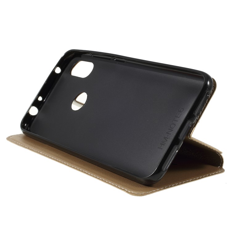 Auto-absorbed Card Holder Stand Leather Accessory Case for Xiaomi Redmi Note 6 Pro - Gold-4