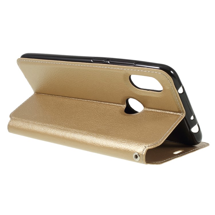 Auto-absorbed Card Holder Stand Leather Accessory Case for Xiaomi Redmi Note 6 Pro - Gold-5