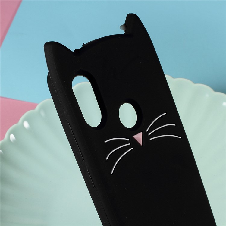 3D Mustache Cat Silicone Protective Cover for Xiaomi Mi A2 Lite / Redmi 6 Pro (China) - Black-2
