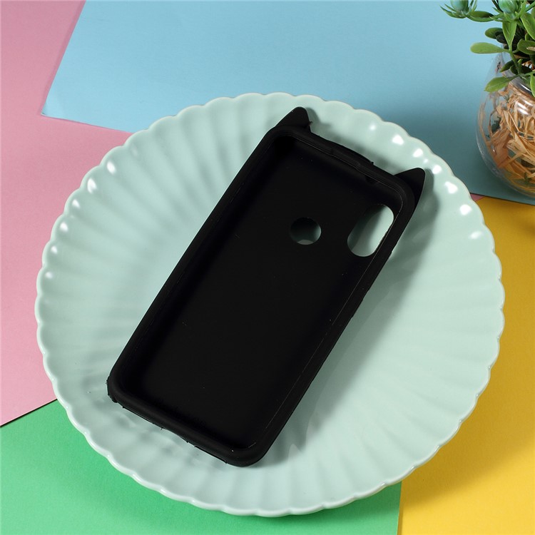 3D Mustache Cat Silicone Protective Cover for Xiaomi Mi A2 Lite / Redmi 6 Pro (China) - Black-4