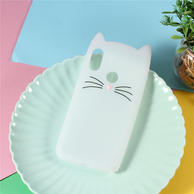 3D Mustache Cat Silicone Mobile Cover for Xiaomi Mi A2 Lite / Redmi 6 Pro (China) - White-1