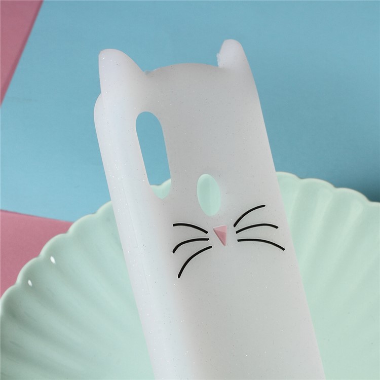 3D Mustache Cat Silicone Mobile Cover for Xiaomi Mi A2 Lite / Redmi 6 Pro (China) - White-3