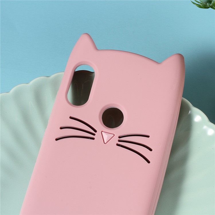 3D Mustache Cat Silicone Phone Casing for Xiaomi Mi A2 Lite / Redmi 6 Pro (China) - Pink-2