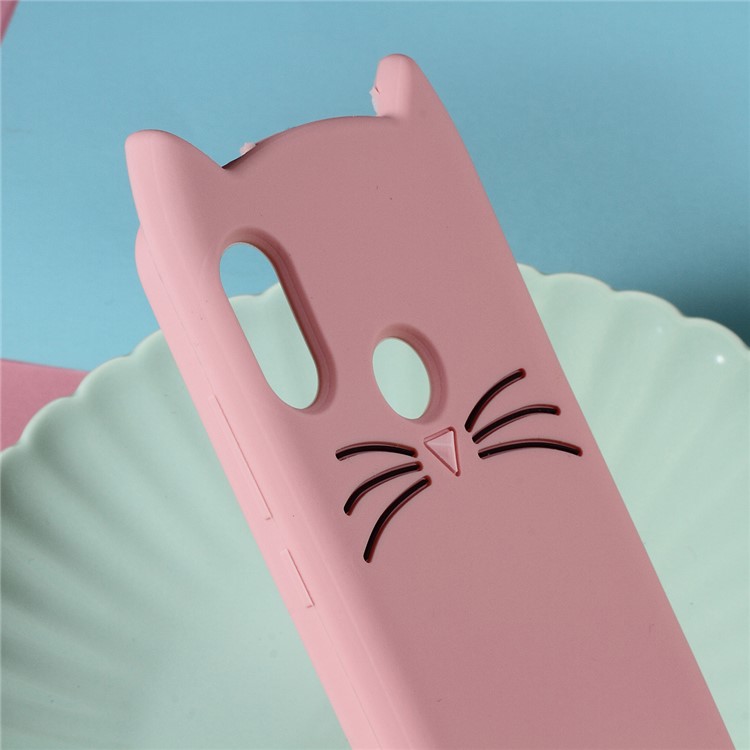 3D Mustache Cat Silicone Phone Casing for Xiaomi Mi A2 Lite / Redmi 6 Pro (China) - Pink-3