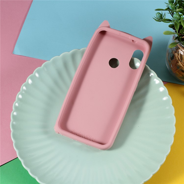 3D Mustache Cat Silicone Phone Casing for Xiaomi Mi A2 Lite / Redmi 6 Pro (China) - Pink-5