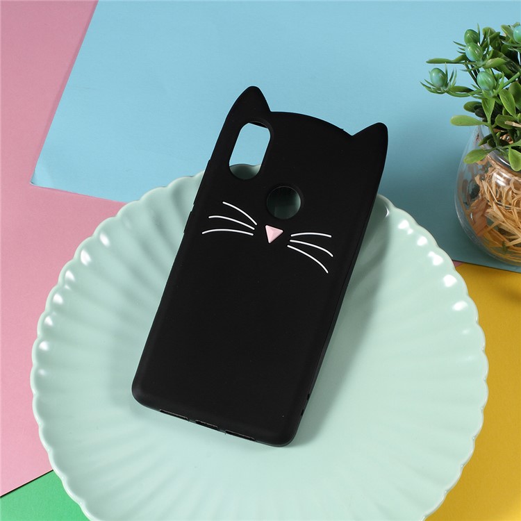 3D Mustache Cat Silicone Phone Accessory Case for Xiaomi Mi 8 SE (5.88-inch) - Black-1