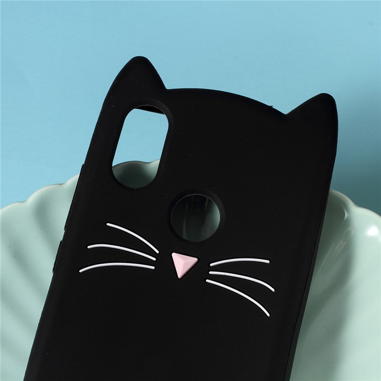 3D Mustache Cat Silicone Phone Accessory Case for Xiaomi Mi 8 SE (5.88-inch) - Black-2