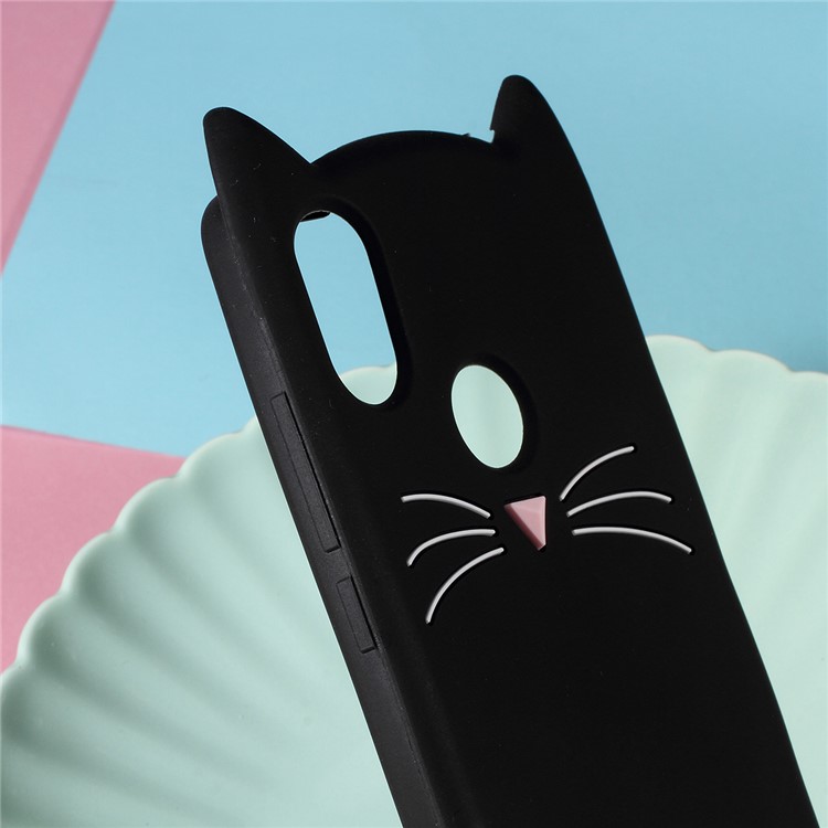 3D Mustache Cat Silicone Phone Accessory Case for Xiaomi Mi 8 SE (5.88-inch) - Black-3