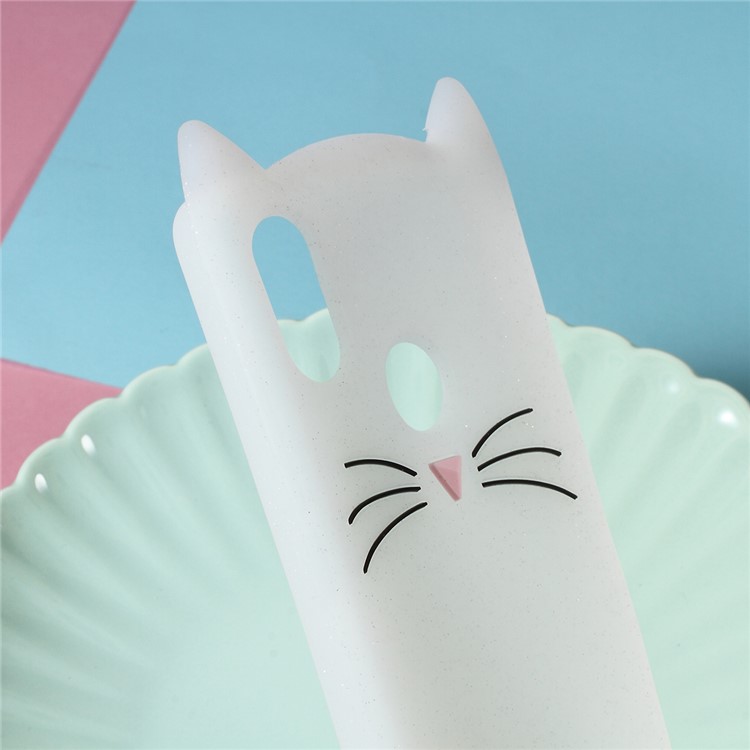 3D Mustache Cat Silicone Phone Casing for Xiaomi Mi 8 SE (5.88-inch) - Transparent-3