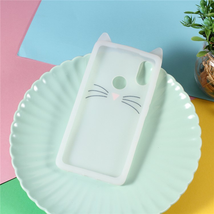 3D Mustache Cat Silicone Phone Casing for Xiaomi Mi 8 SE (5.88-inch) - Transparent-5