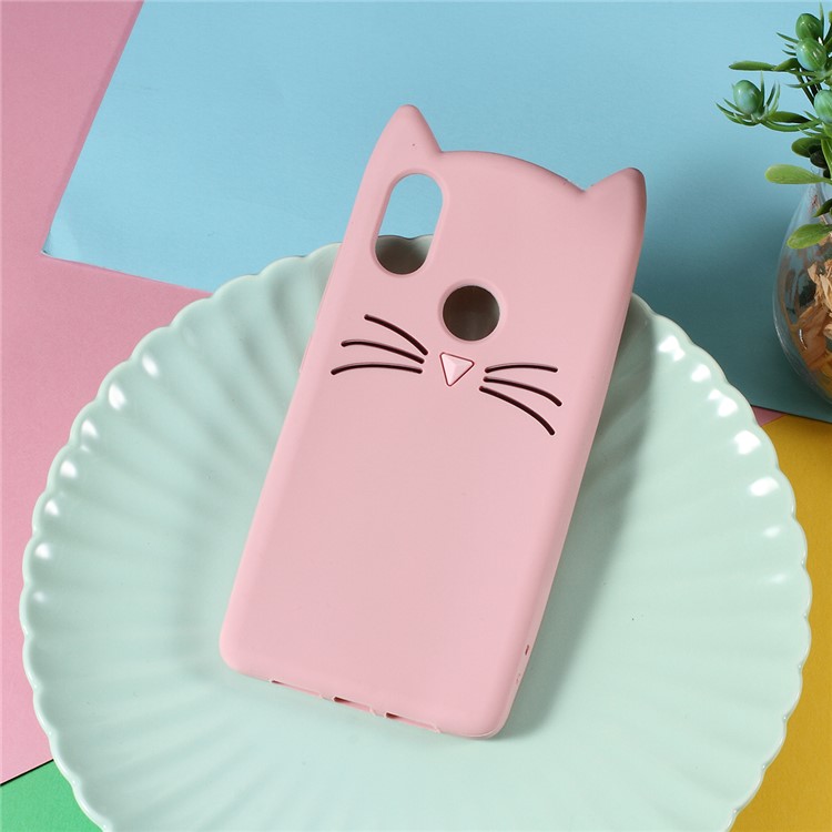 3D Mustache Cat Silicone Cell Phone Cover for Xiaomi Mi 8 SE (5.88-inch) - Pink-1