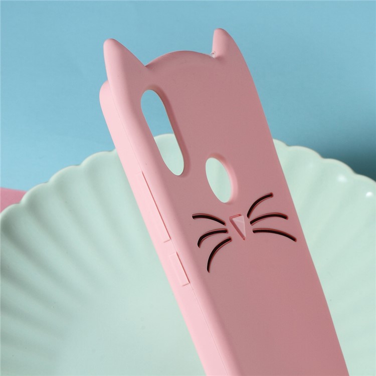 3D Mustache Cat Silicone Cell Phone Cover for Xiaomi Mi 8 SE (5.88-inch) - Pink-3