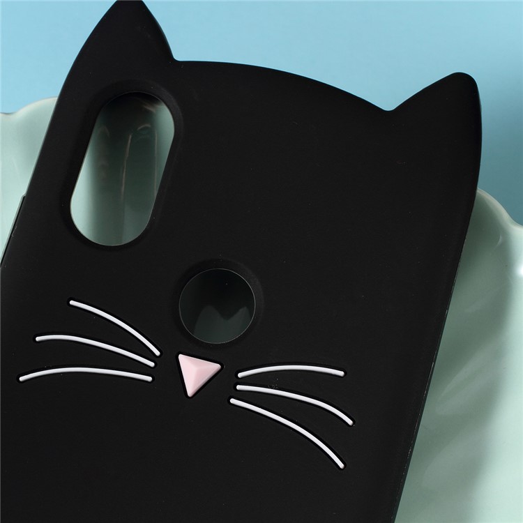 3D Moustache Cat Silicone Case for Xiaomi Mi A2 / Mi 6X (China) - Black-2