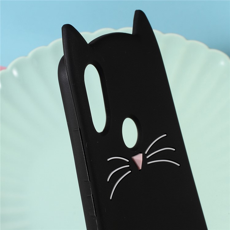 3D Moustache Cat Silicone Case for Xiaomi Mi A2 / Mi 6X (China) - Black-3