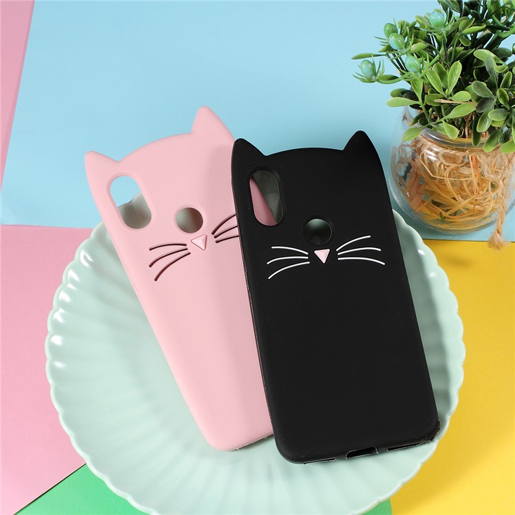 3D Moustache Cat Silicone Case for Xiaomi Mi A2 / Mi 6X (China) - Black-6