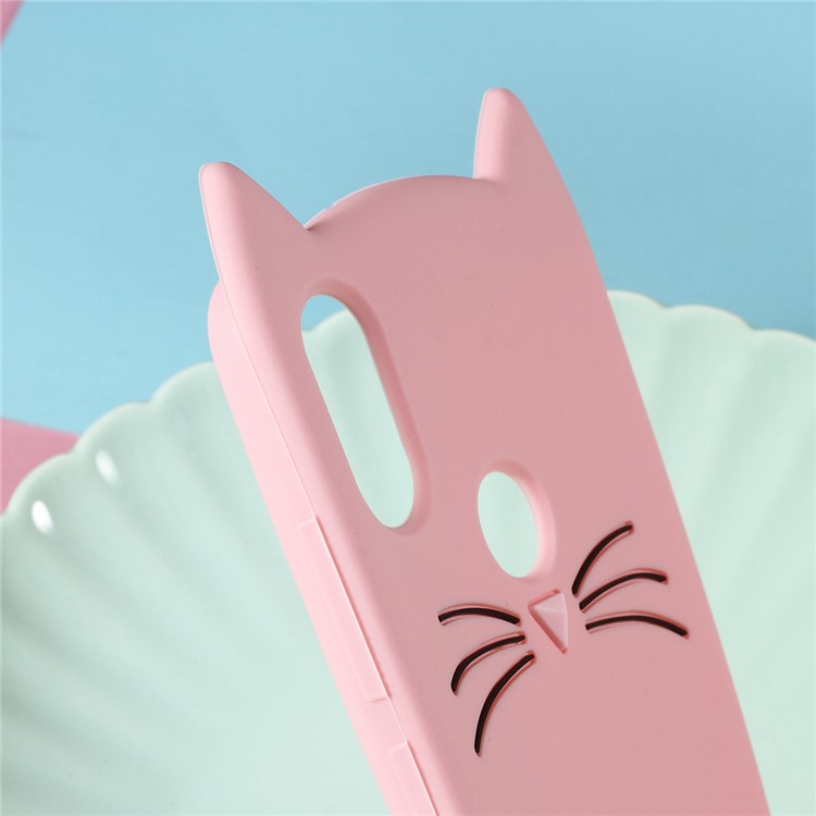 3D Moustache Cat Silicone Cover for Xiaomi Mi A2 / Mi 6X (China) - Pink-3