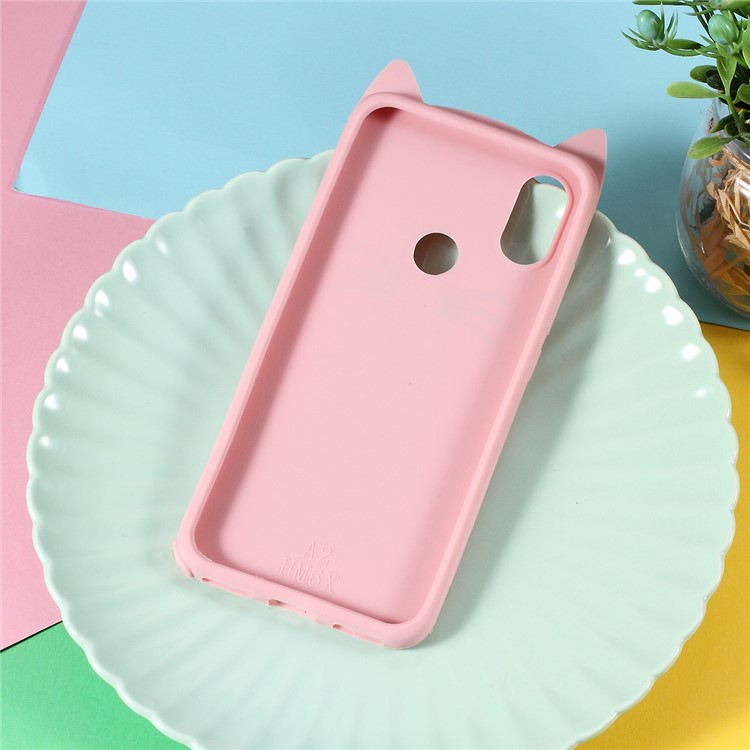 3D Moustache Cat Silicone Cover for Xiaomi Mi A2 / Mi 6X (China) - Pink-5