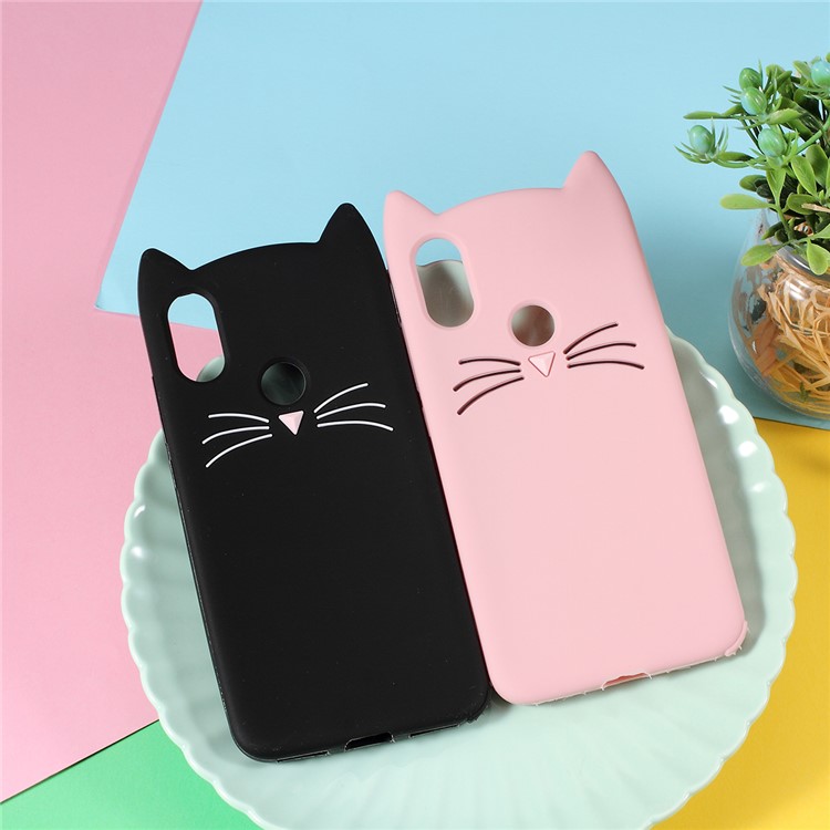 3D Moustache Cat Silicone Cover for Xiaomi Mi A2 / Mi 6X (China) - Pink-6