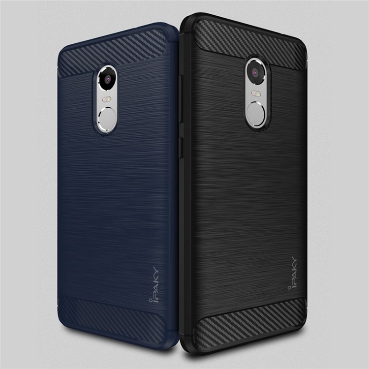 IPAKY Brushed TPU Case for Xiaomi Redmi Note 4 with Carbon Fiber Decorated - Dark Blue-2