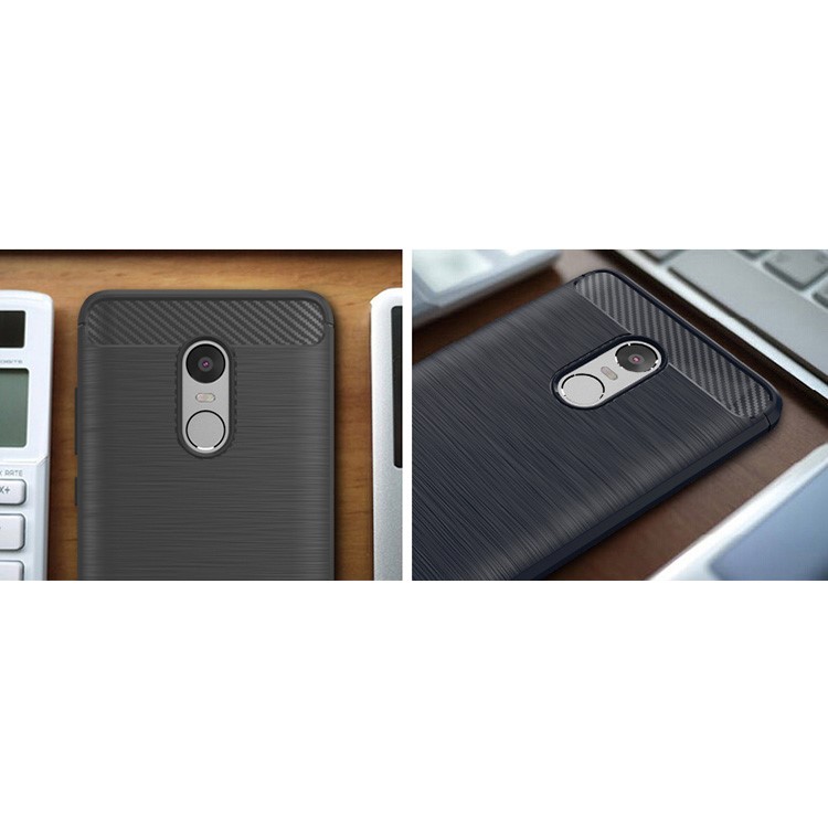 IPAKY Brushed TPU Case for Xiaomi Redmi Note 4 with Carbon Fiber Decorated - Dark Blue-3
