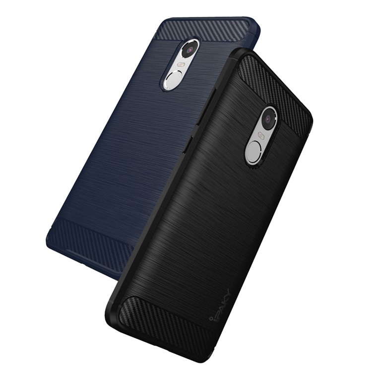 IPAKY Brushed TPU Case for Xiaomi Redmi Note 4 with Carbon Fiber Decorated - Dark Blue-4