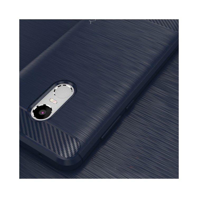 IPAKY Brushed TPU Case for Xiaomi Redmi Note 4 with Carbon Fiber Decorated - Dark Blue-5