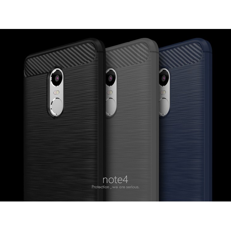 IPAKY Brushed TPU Case for Xiaomi Redmi Note 4 with Carbon Fiber Decorated - Dark Blue-7