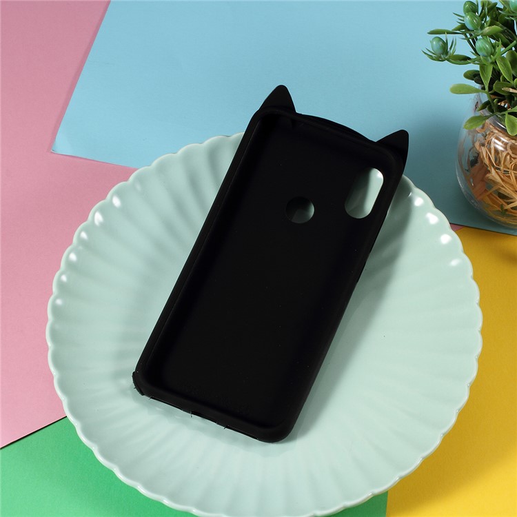 3D Moustache Cat Silicone Case for Xiaomi Redmi Note 6 Pro - Black-5