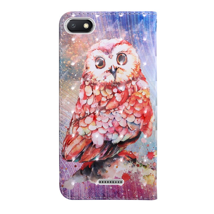 Light Spot Decor Patterned Magnetic Leather Stand Case for Xiaomi Redmi 6A - Owl-3