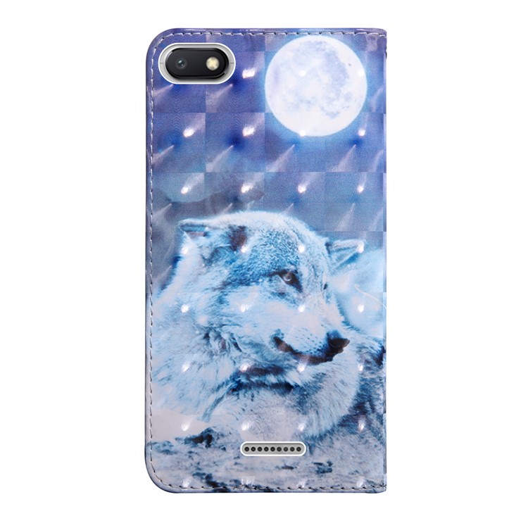 Light Spot Decor Patterned Magnetic Leather Stand Cover for Xiaomi Redmi 6A - White Wolf-3