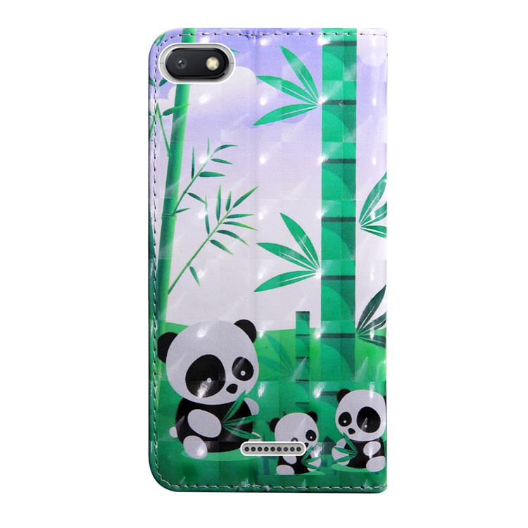 Light Spot Decor Patterned Leather Stand Cover with Card Slots for Xiaomi Redmi 6A - Pandas-3