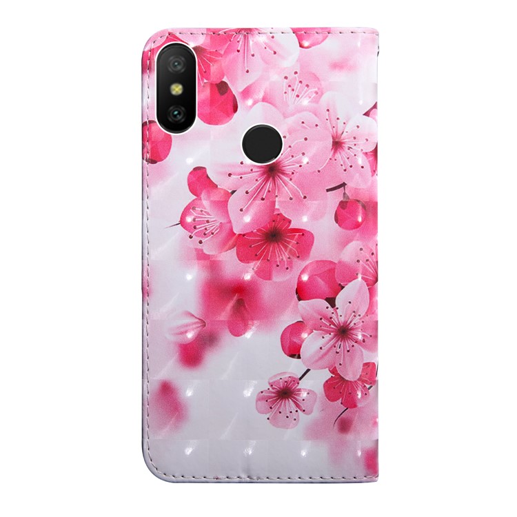 Light Spot Decor Patterned Magnetic Leather Stand Case for Xiaomi Mi A2 Lite / Redmi 6 Pro (China) - Peach Blossom-3