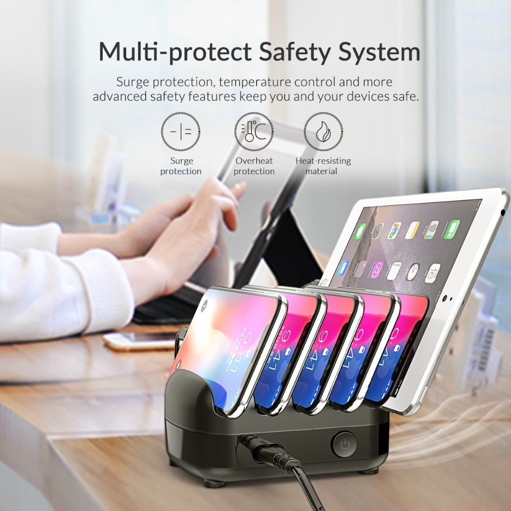 ORICO 40W 5-Port USB Smart Ladestation Für Telefon Und Tablet (duk-5p) - Schwarz / EU-Stecker-7