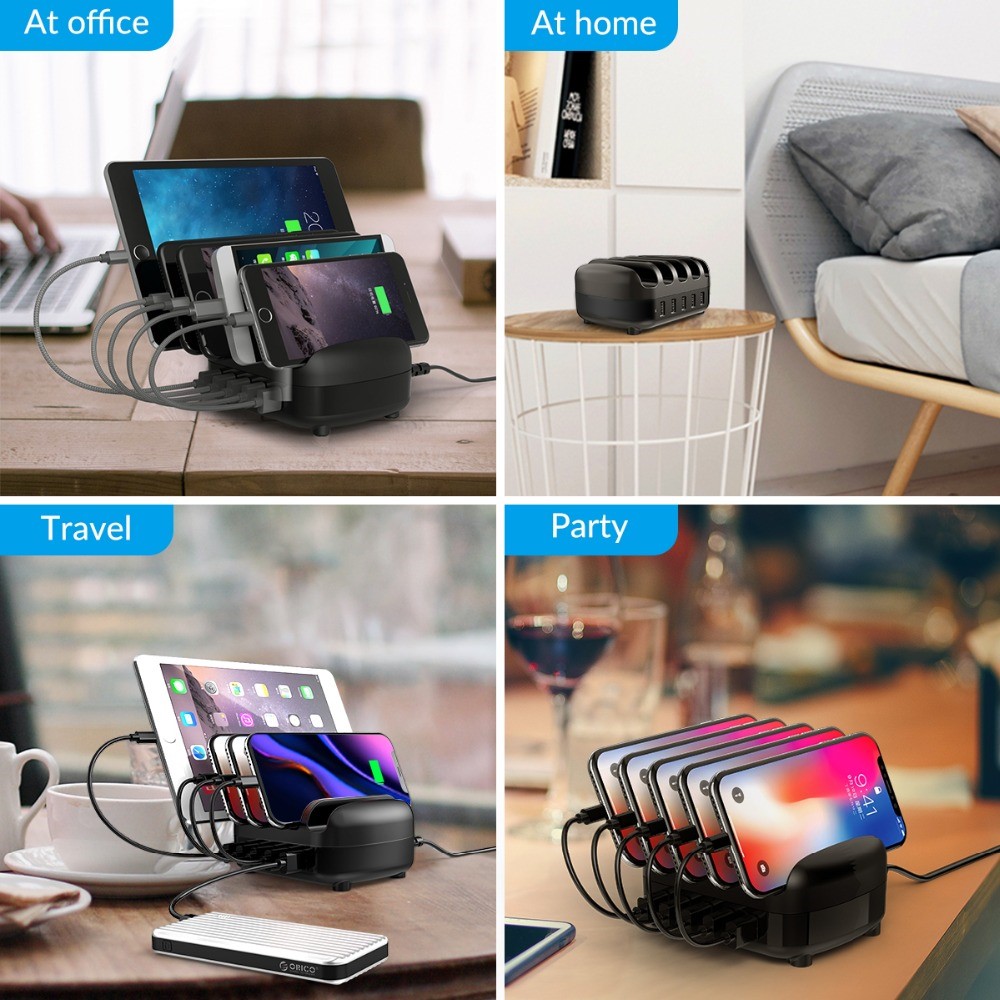 ORICO 40W 5-Port USB Smart Charging Station Holder for Phone and Tablet (DUK-5P) - Black / AU Plug-8