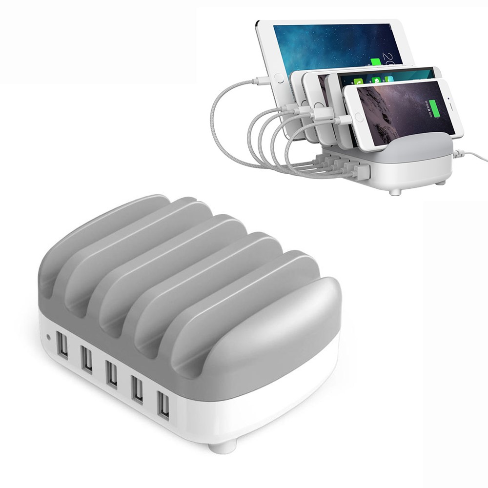 ORICO 40W 5-Port USB Smart Charging Station Organizer for Phone and Tablet (DUK-5P) - White / EU Plug-1