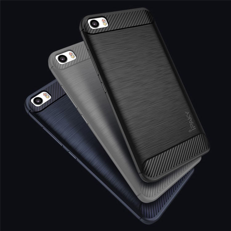 IPAKY for Xiaomi Mi 5 Brushed TPU Phone Shell Case - Dark Blue-6