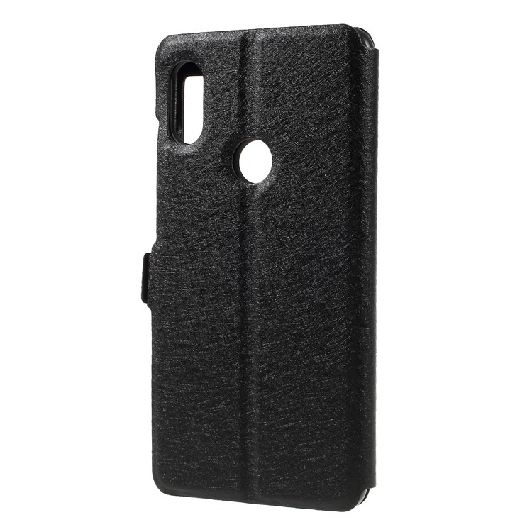 Silk Texture Dual View Window Leather Mobile Case for Xiaomi Redmi Note 6 Pro - Black-2