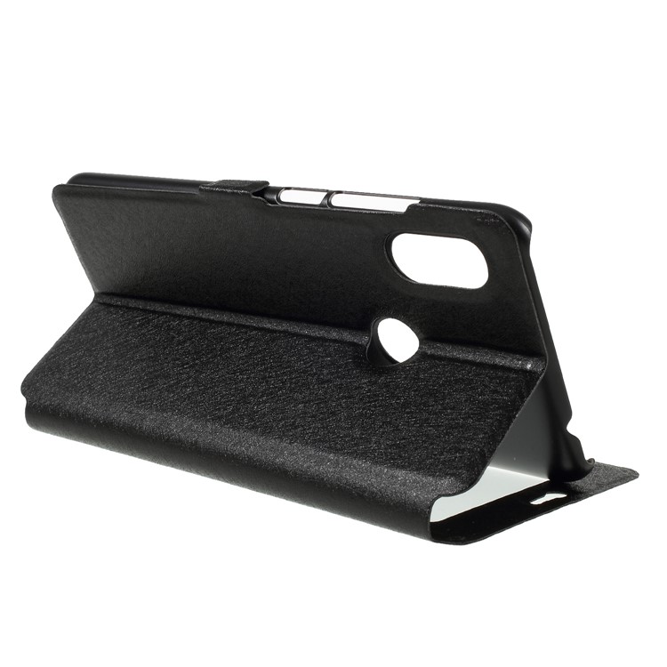 Silk Texture Dual View Window Leather Mobile Case for Xiaomi Redmi Note 6 Pro - Black-5