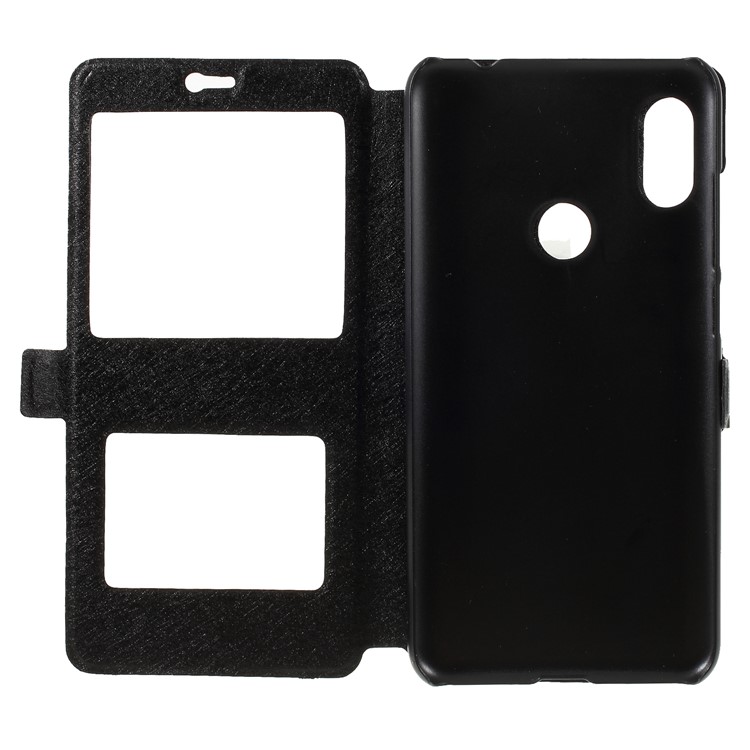 Silk Texture Dual View Window Leather Mobile Case for Xiaomi Redmi Note 6 Pro - Black-6