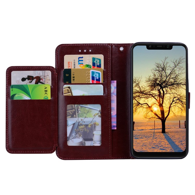 5 Card Slots Leather Stand Cell Phone Cover for Xiaomi Pocophone F1 / Poco F1 - Brown-4