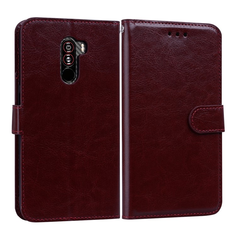 5 Card Slots Leather Stand Cell Phone Cover for Xiaomi Pocophone F1 / Poco F1 - Brown-5