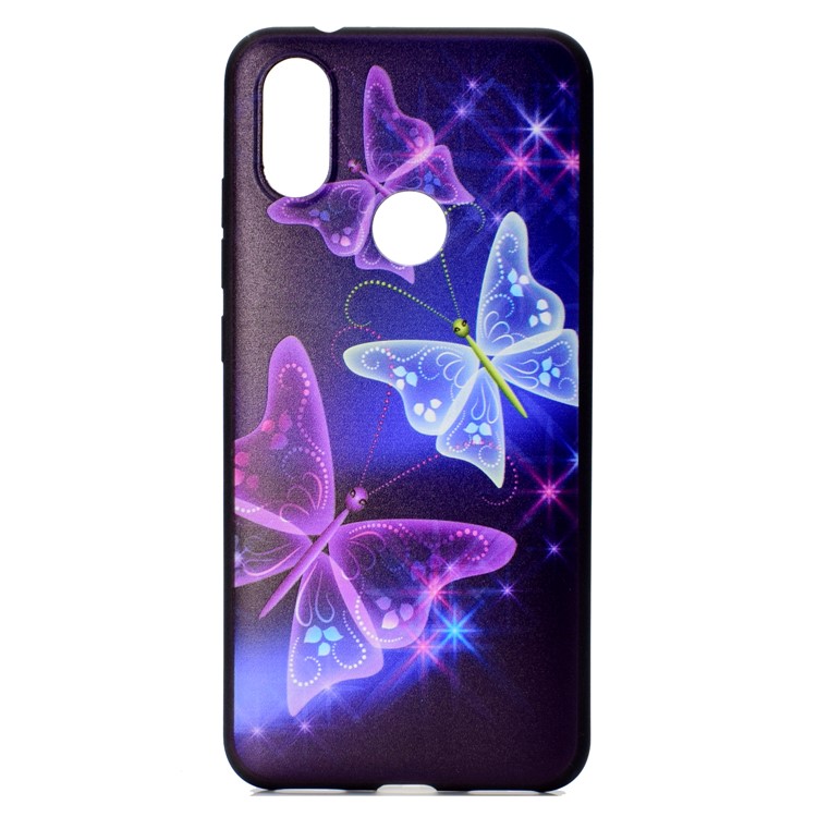 For Xiaomi Redmi Note 6 Pro Pattern Printing Soft TPU Phone Case - Glitter Butterflies-2