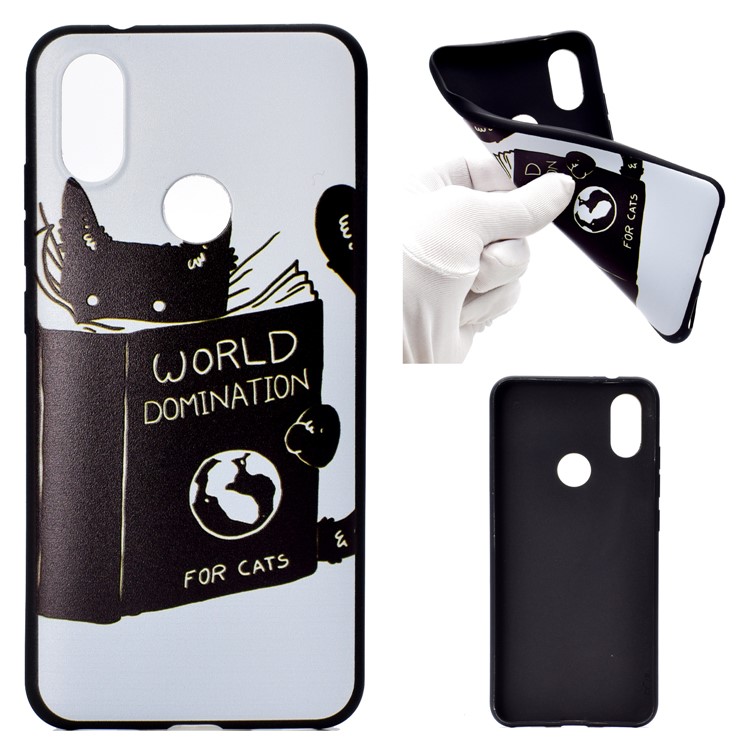 For Xiaomi Redmi Note 6 Pro Pattern Printing Soft TPU Protection Cover - Cat Reading Book-1