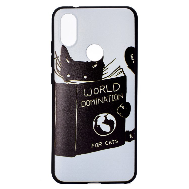 For Xiaomi Redmi Note 6 Pro Pattern Printing Soft TPU Protection Cover - Cat Reading Book-2