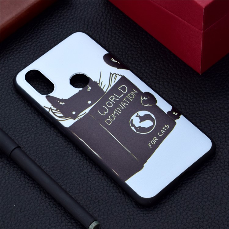 For Xiaomi Redmi Note 6 Pro Pattern Printing Soft TPU Protection Cover - Cat Reading Book-6
