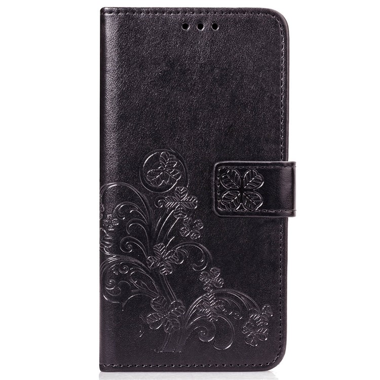 Imprint Clover Pattern Leather Wallet Case for Xiaomi Redmi Note 6 Pro - Black-2