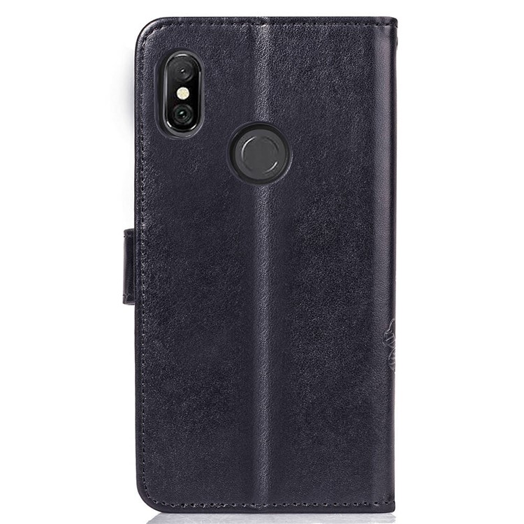 Imprint Clover Pattern Leather Wallet Case for Xiaomi Redmi Note 6 Pro - Black-3