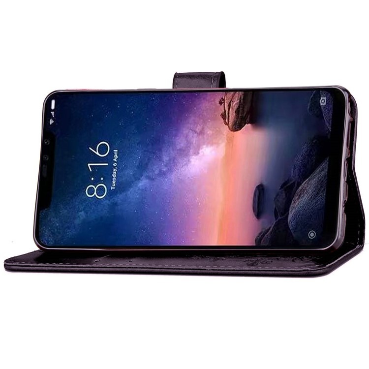 Imprint Clover Pattern Leather Wallet Case for Xiaomi Redmi Note 6 Pro - Black-5