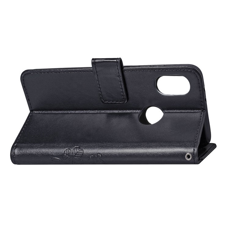 Imprint Clover Pattern Leather Wallet Case for Xiaomi Redmi Note 6 Pro - Black-6