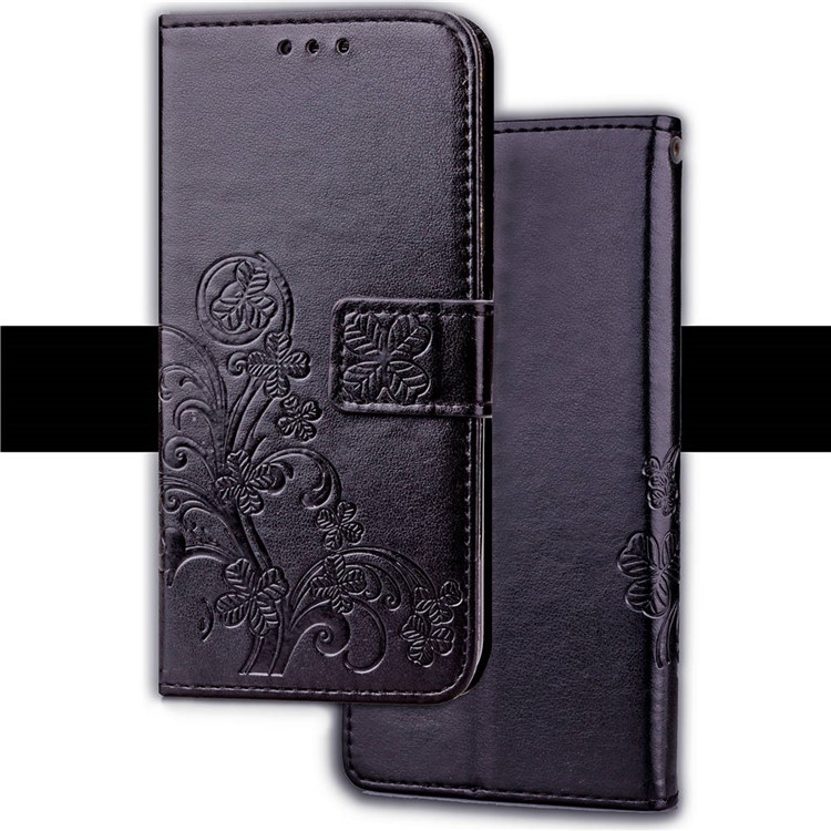 Imprint Clover Pattern Leather Wallet Case for Xiaomi Redmi Note 6 Pro - Black-7